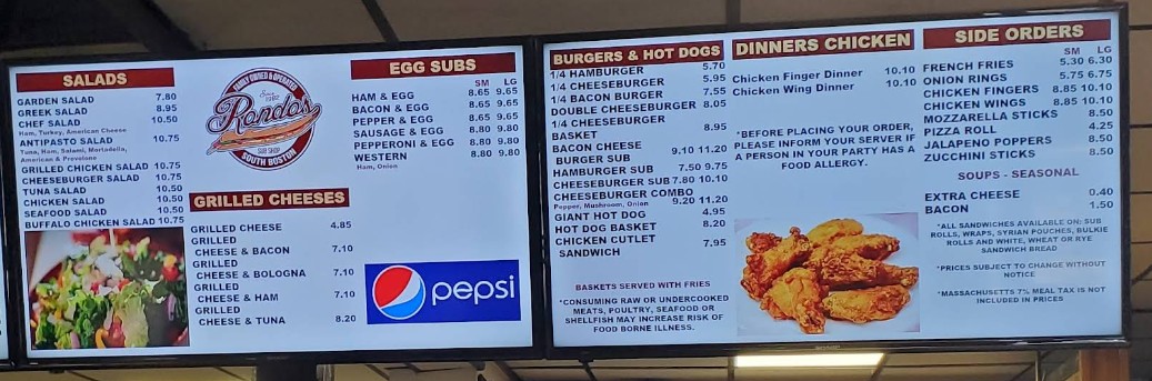 Rondo's Submarine Sandwiches Restaurant Menu & Prices